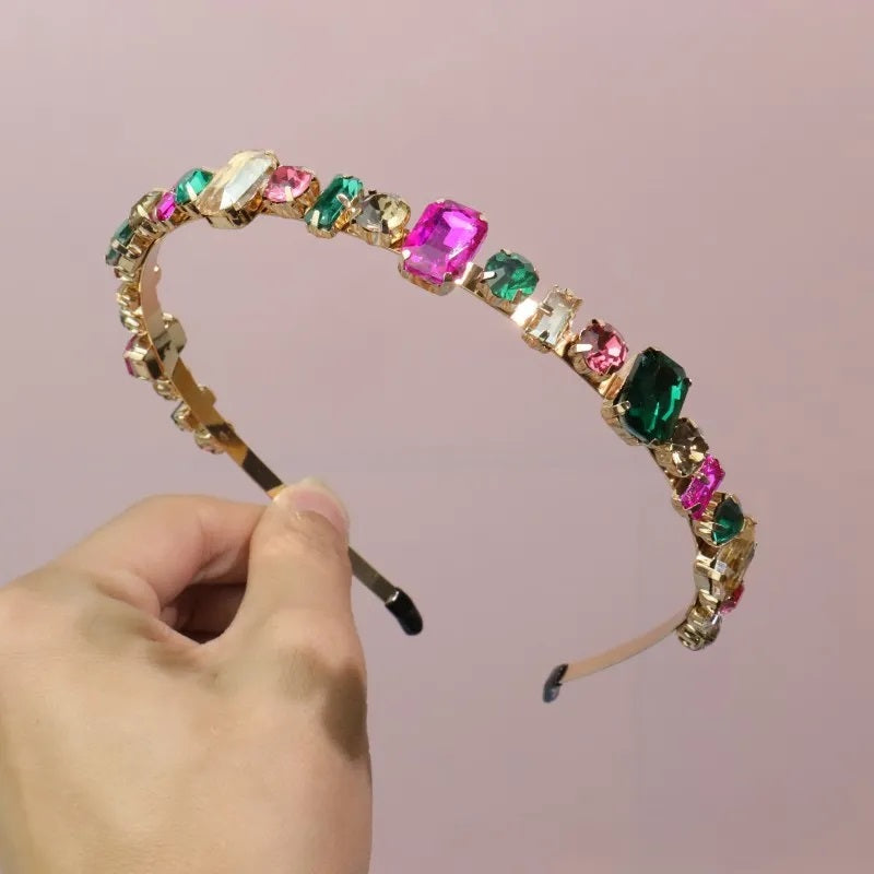 Accesorios para el Cabello, Diadema, Mujer, Estilo Elegante, Geométrico, Arcoíris, Niña, Color Transparente, Unisexo, Enchapado, Multicolor, Diamantes de Imitación
