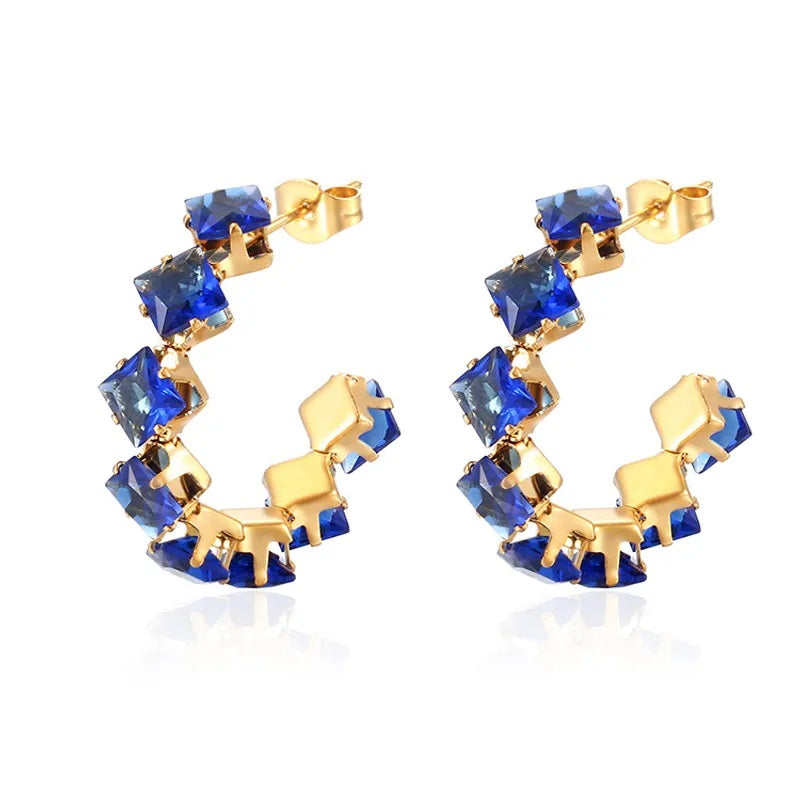 Aretes de Acero Inoxidable, Boutique, Enchapado, Bisutería Fina, Circón, Estilo Elegante, Moderno, Bloque de Color, Unisexo