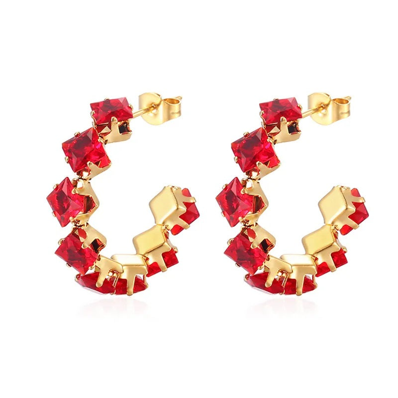 Aretes de Acero Inoxidable, Boutique, Enchapado, Bisutería Fina, Circón, Estilo Elegante, Moderno, Bloque de Color, Unisexo