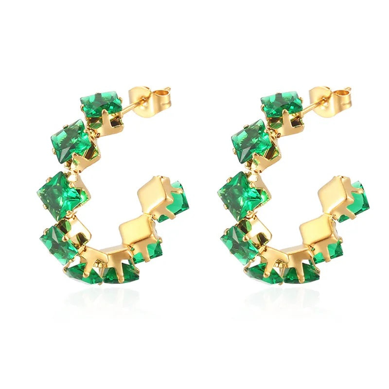 Aretes de Acero Inoxidable, Boutique, Enchapado, Bisutería Fina, Circón, Estilo Elegante, Moderno, Bloque de Color, Unisexo