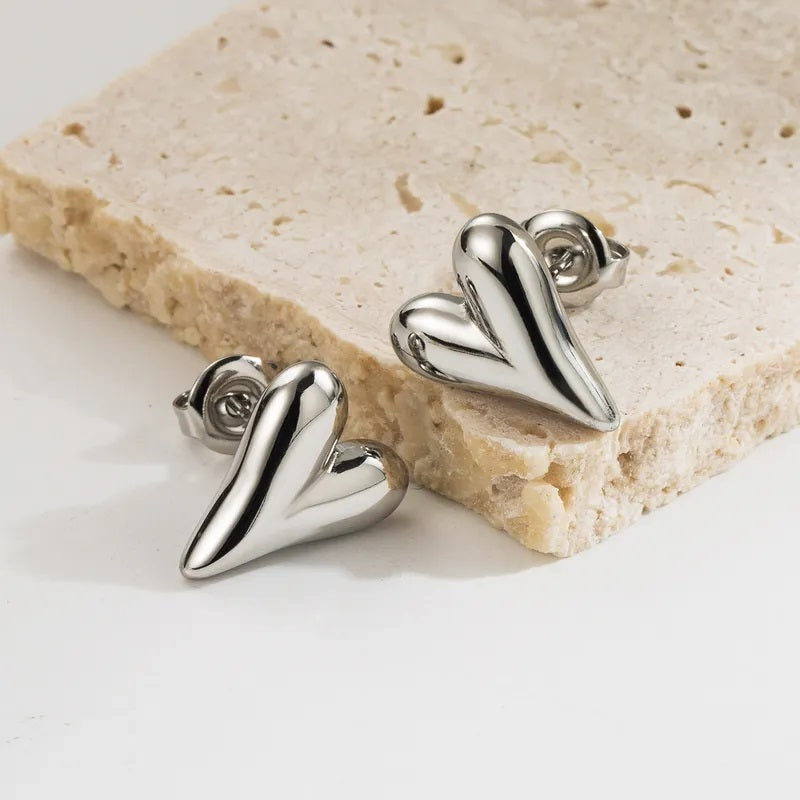 Aretes de Acero Inoxidable, Boutique, Bisutería Fina, Estilo Clásico, Forma de Corazón, Moderno, Enchapado, Unisexo