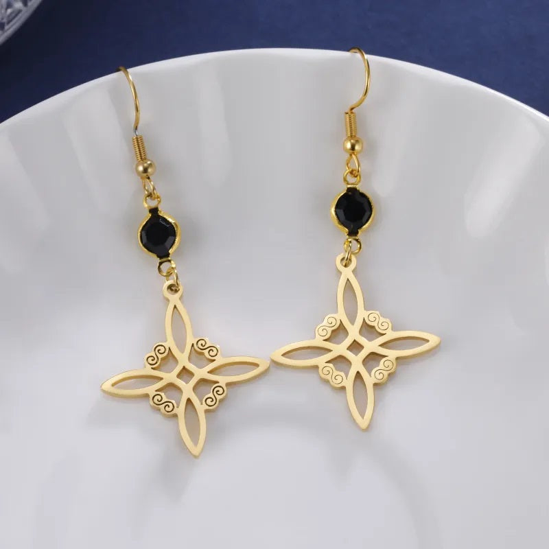 Aretes de Acero Inoxidable, Boutique, Enchapado, Bisutería Fina, Suajado, Estilo Vintage, Nudo de Bruja, Unisexo