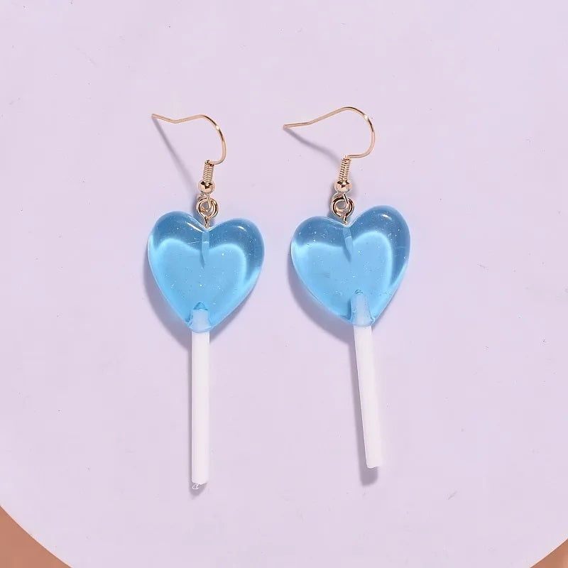 Fashion Earrings, Fantasy Jewelry, Long, Cute Style, Sweet, Lollipop, Heart Shape, Resin, Teacher, Alloy, Unisex, Pendant