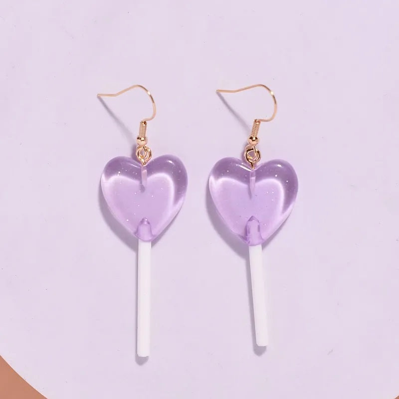 Fashion Earrings, Fantasy Jewelry, Long, Cute Style, Sweet, Lollipop, Heart Shape, Resin, Teacher, Alloy, Unisex, Pendant