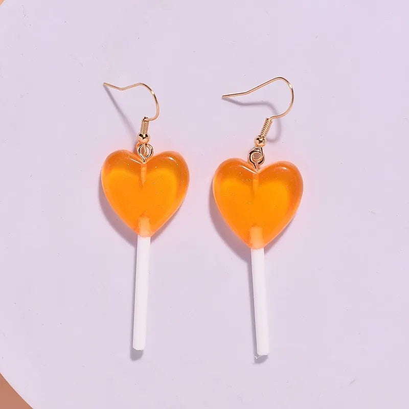 Fashion Earrings, Fantasy Jewelry, Long, Cute Style, Sweet, Lollipop, Heart Shape, Resin, Teacher, Alloy, Unisex, Pendant