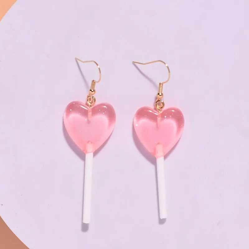 Fashion Earrings, Fantasy Jewelry, Long, Cute Style, Sweet, Lollipop, Heart Shape, Resin, Teacher, Alloy, Unisex, Pendant