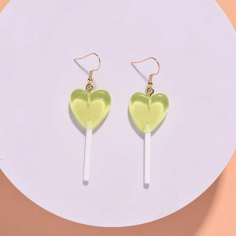Fashion Earrings, Fantasy Jewelry, Long, Cute Style, Sweet, Lollipop, Heart Shape, Resin, Teacher, Alloy, Unisex, Pendant