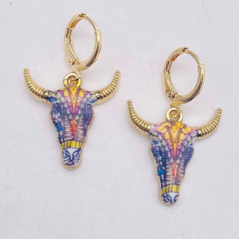 Aretes de Moda, Joyería de Fantasía, Largos, Estilo Vaquero, Retro, Metal, Unisexo, Colgante, Flores, Multicolor
