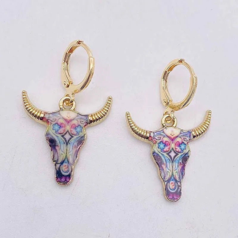 Aretes de Moda, Joyería de Fantasía, Largos, Estilo Vaquero, Retro, Metal, Unisexo, Colgante, Flores, Multicolor