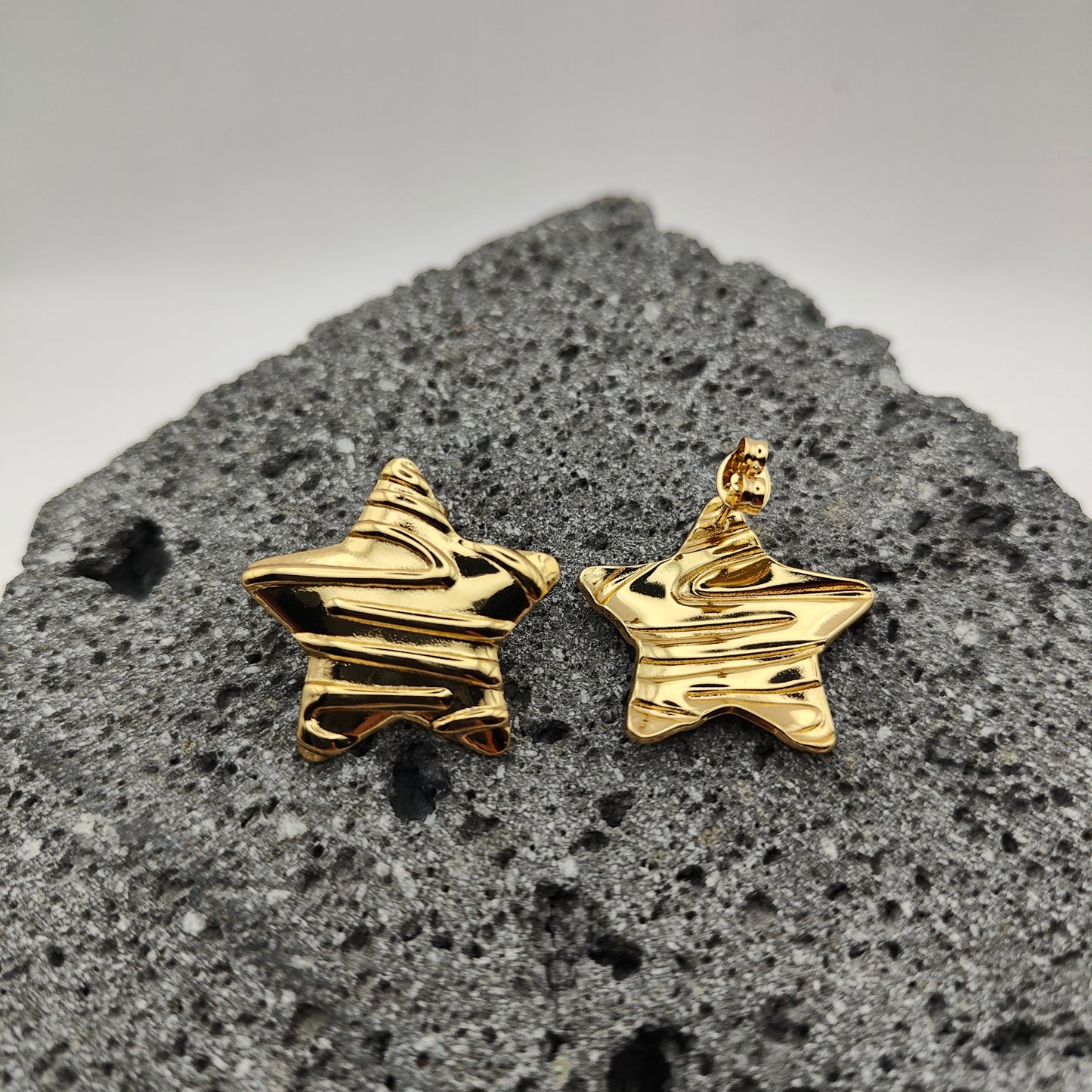 Aretes de Acero Inoxidable 304, Color Dorado, Estilo Moderno, Estrella, Tendencia, Boutique, Unisexo, Moda