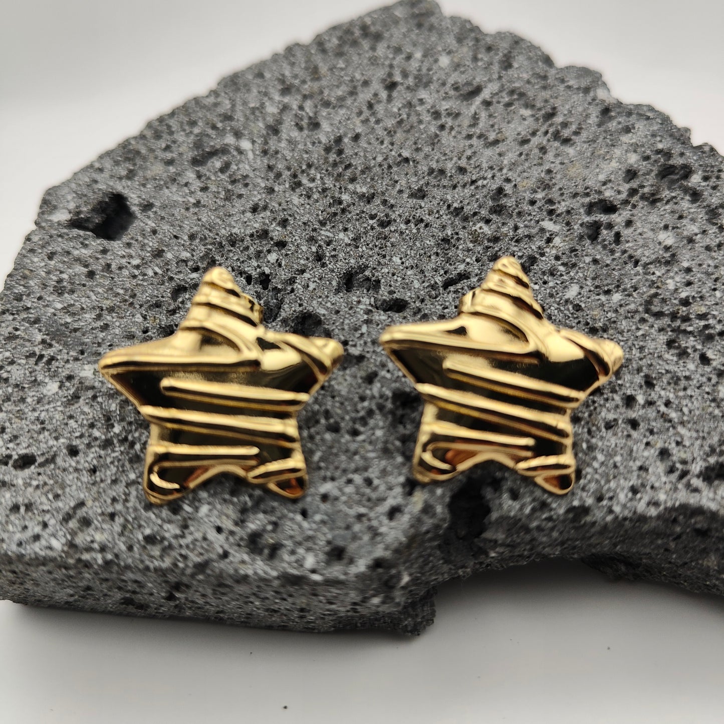 Aretes de Acero Inoxidable 304, Color Dorado, Estilo Moderno, Estrella, Tendencia, Boutique, Unisexo, Moda