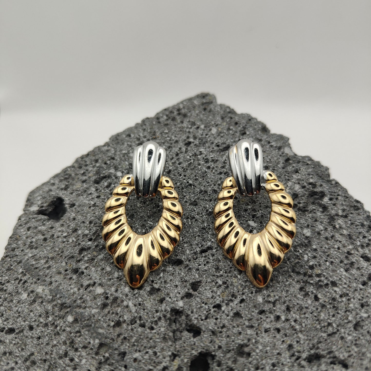 Aretes de Acero Inoxidable 304, Color Dorado, Estilo Moderno, Plateado, Tendencia, Gota, Geométrico, Boutique, Unisexo, Moda, Dos Tonos