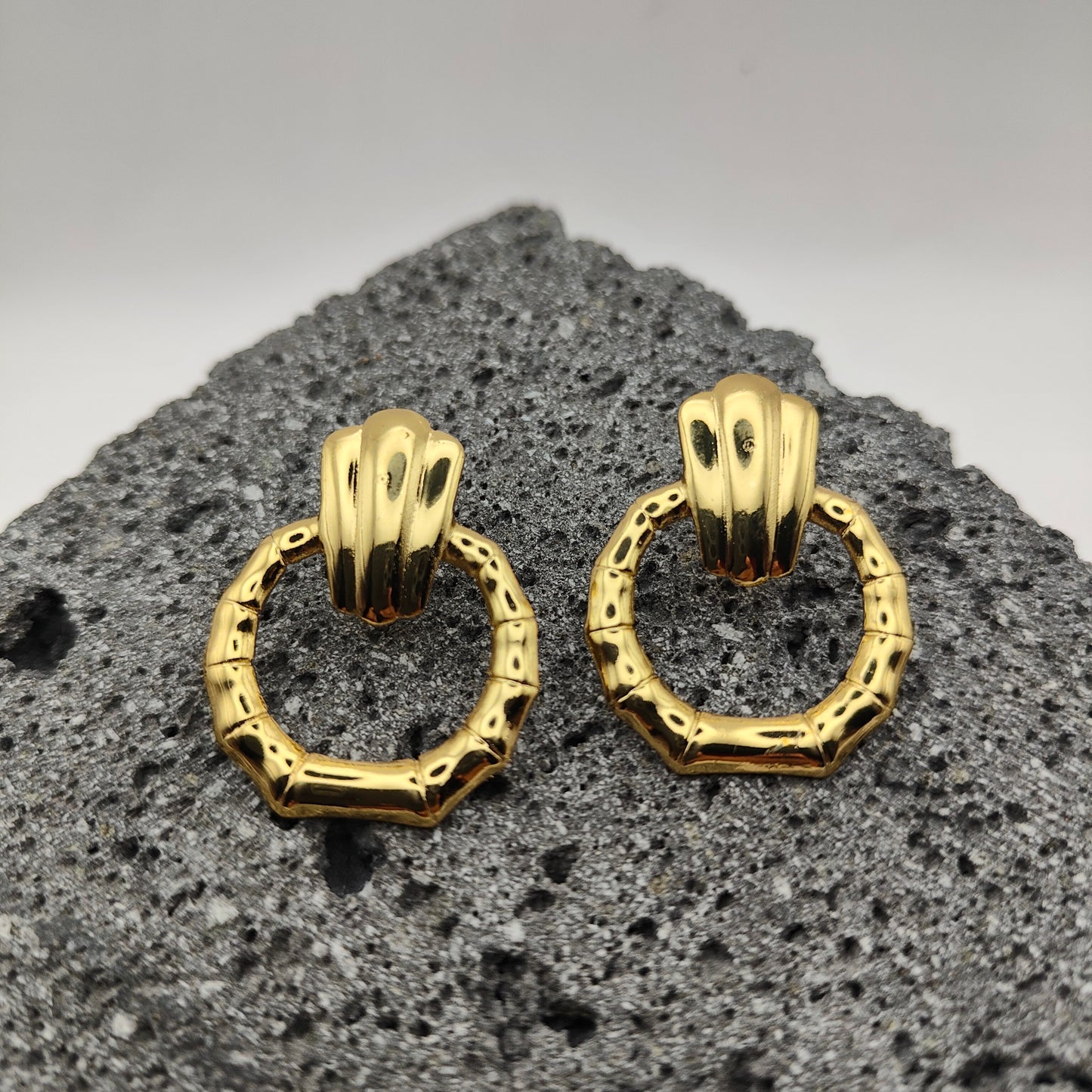 Aretes de Acero Inoxidable 304, Color Dorado, Estilo Moderno, Ronda, Tendencia, Boutique, Unisexo, Moda