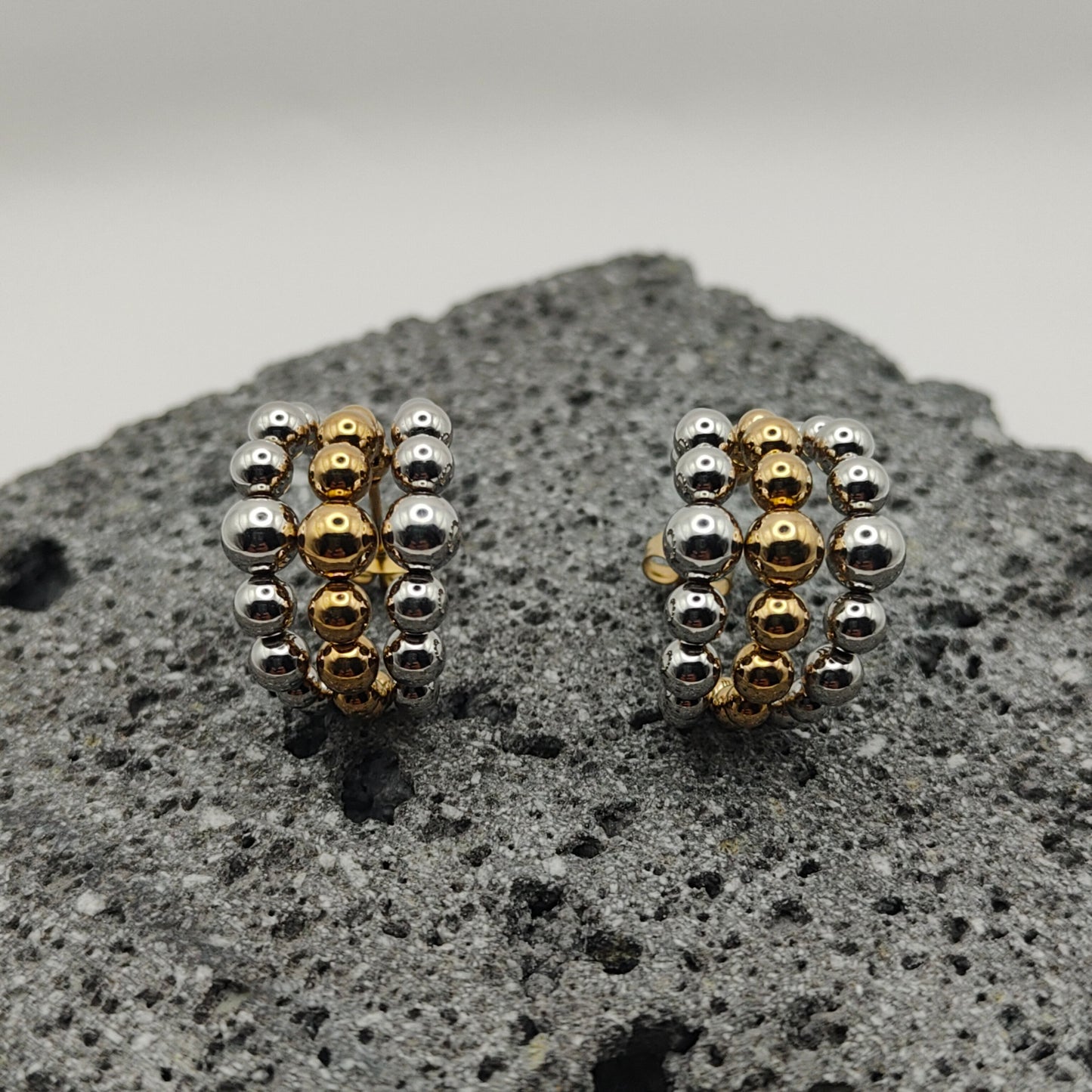 Aretes de Acero Inoxidable 304, Color Dorado, Estilo Moderno, Plateado, Tendencia, Bolas, Geométrico, Boutique, Esfera, Unisexo, Moda, Dos Tonos