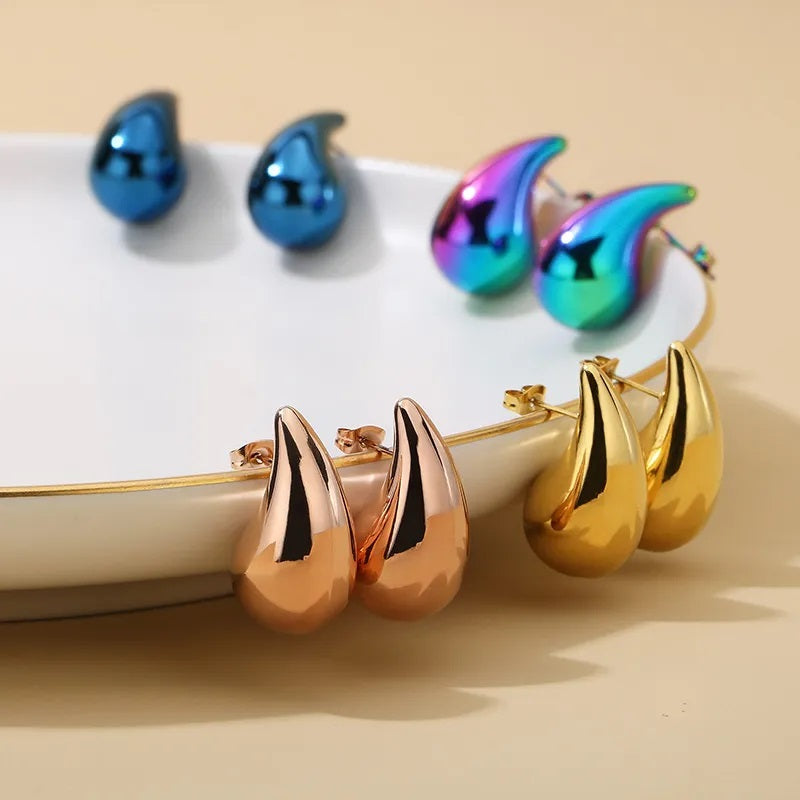 Aretes de Acero Inoxidable, Boutique, Enchapado, Bisutería Fina, Estilo Básico, Moderno, Unisexo, Gotas de Agua