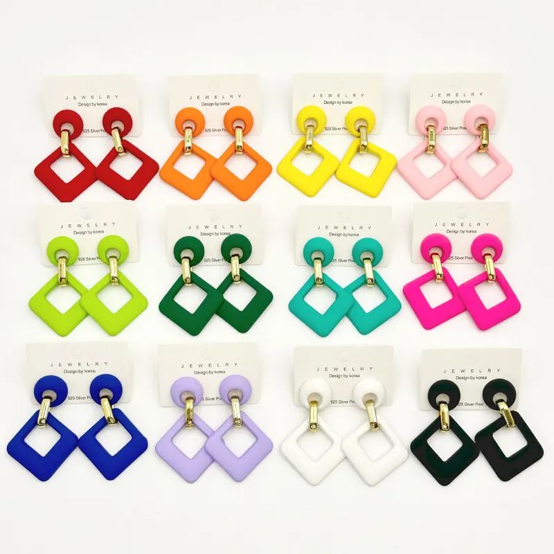 Aretes de Moda, Joyería de Fantasía, Largos, Estilo Elegante, Cuadrado, Color Sólido, Acrílico, Barniz, Unisexo, Colgante