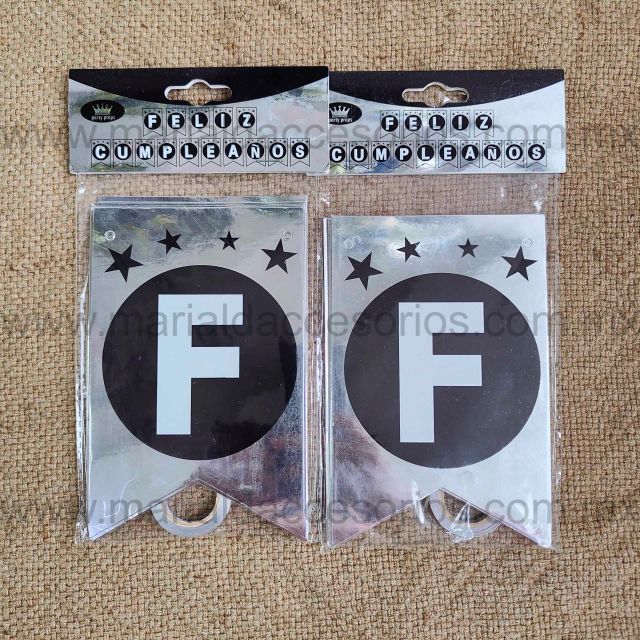 Banderín, Feliz Cumpleaños, Letras, Círculo, Color Plateado, Negro, Fiesta, Artículos para Fiesta, Decoración, Estrellas