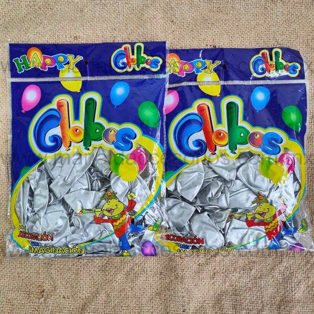 Bolsa de Globos, Látex, Color Gris Claro Metálico, Plateado, Fiesta de Cumpleaños, Artículos para Fiesta, Decoración