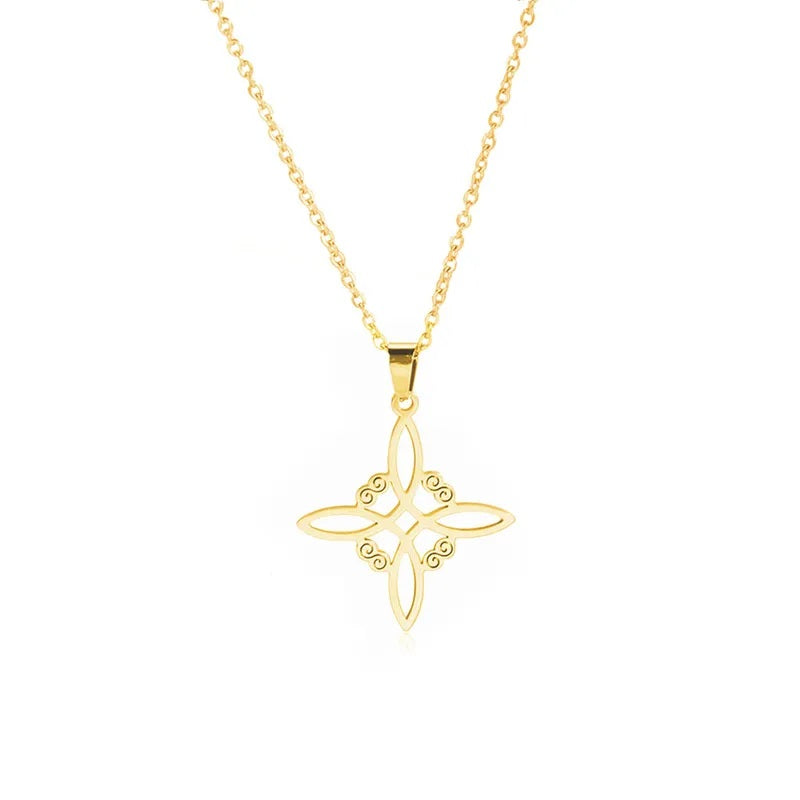 Collar de Acero Inoxidable, Boutique, Estilo Retro, Enchapado, Nudo de Bruja, Bisutería Fina, Suajado, Unisexo, Colgante