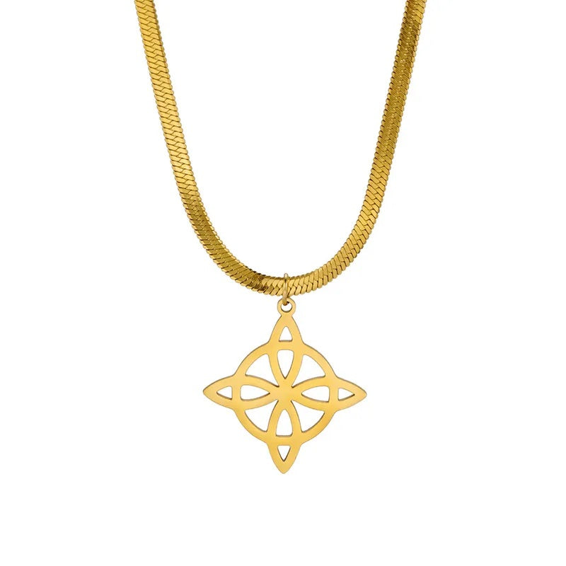 Collar de Acero Inoxidable, Boutique, Estilo Vintage, Titanio, Enchapado, Nudo de Bruja, Bisutería Fina, Suajado, Unisexo, Colgante
