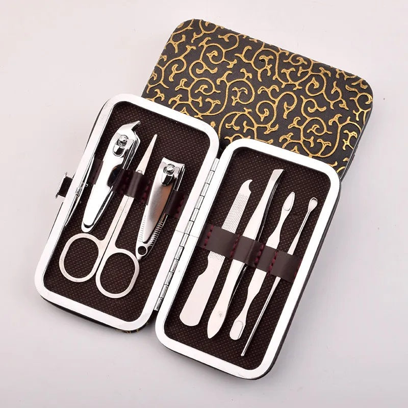 Herramientas de Belleza, Corta Uñas, Conjunto, Estuche, Color Solido, Salón de Belleza, Estudio, Acero Inoxidable, Paquete, Juego