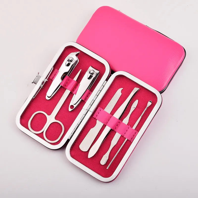 Herramientas de Belleza, Corta Uñas, Conjunto, Estuche, Color Solido, Salón de Belleza, Estudio, Acero Inoxidable, Paquete, Juego