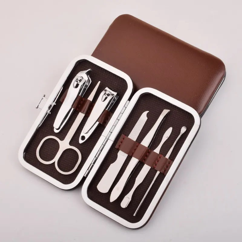 Herramientas de Belleza, Corta Uñas, Conjunto, Estuche, Color Solido, Salón de Belleza, Estudio, Acero Inoxidable, Paquete, Juego