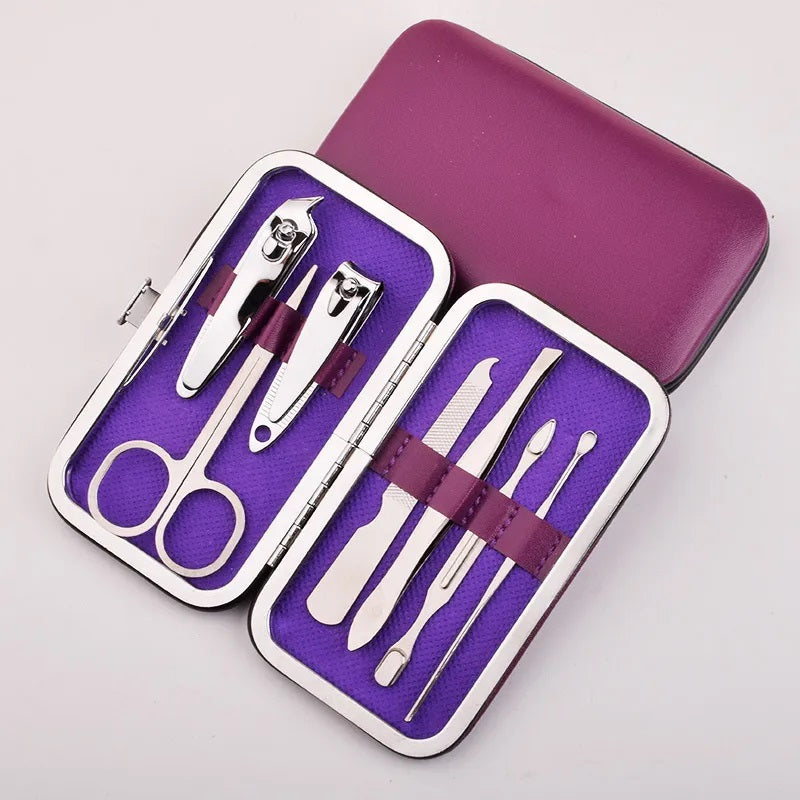 Herramientas de Belleza, Corta Uñas, Conjunto, Estuche, Color Solido, Salón de Belleza, Estudio, Acero Inoxidable, Paquete, Juego