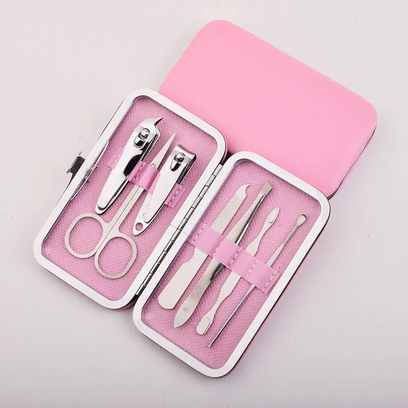 Herramientas de Belleza, Corta Uñas, Conjunto, Estuche, Color Solido, Salón de Belleza, Estudio, Acero Inoxidable, Paquete, Juego