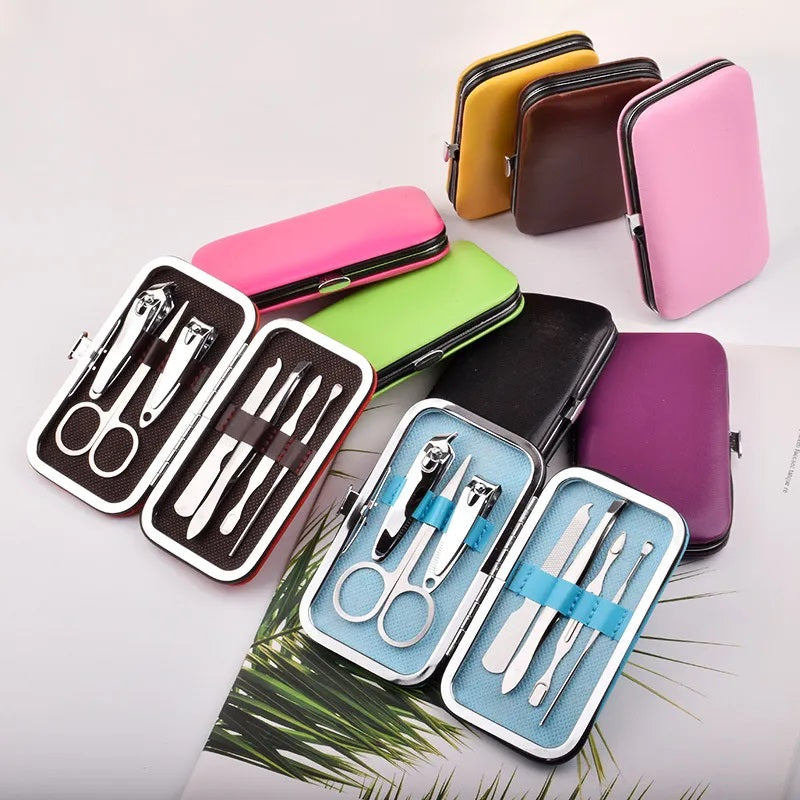 Herramientas de Belleza, Corta Uñas, Conjunto, Estuche, Color Solido, Salón de Belleza, Estudio, Acero Inoxidable, Paquete, Juego