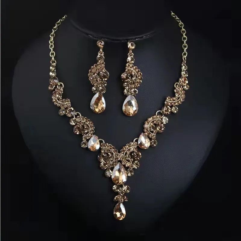Jewelry Set, Fashion, Fantasy Jewelry, Set, Elegant Style, Drop Shape, Pendant, Alloy, Unisex, Earrings, Shiny Crystal