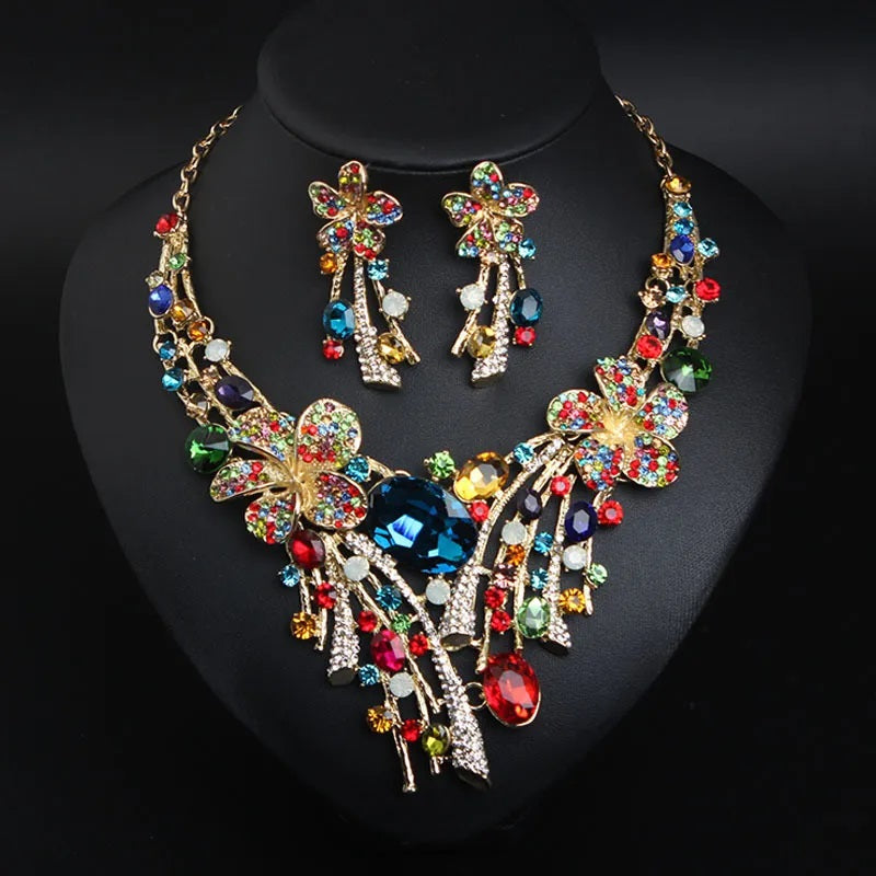 Jewelry Set, Fashion, Fantasy Jewelry, Set, Elegant Style, Gemstones, Pendant, Alloy, Unisex, Earrings, Multicolor
