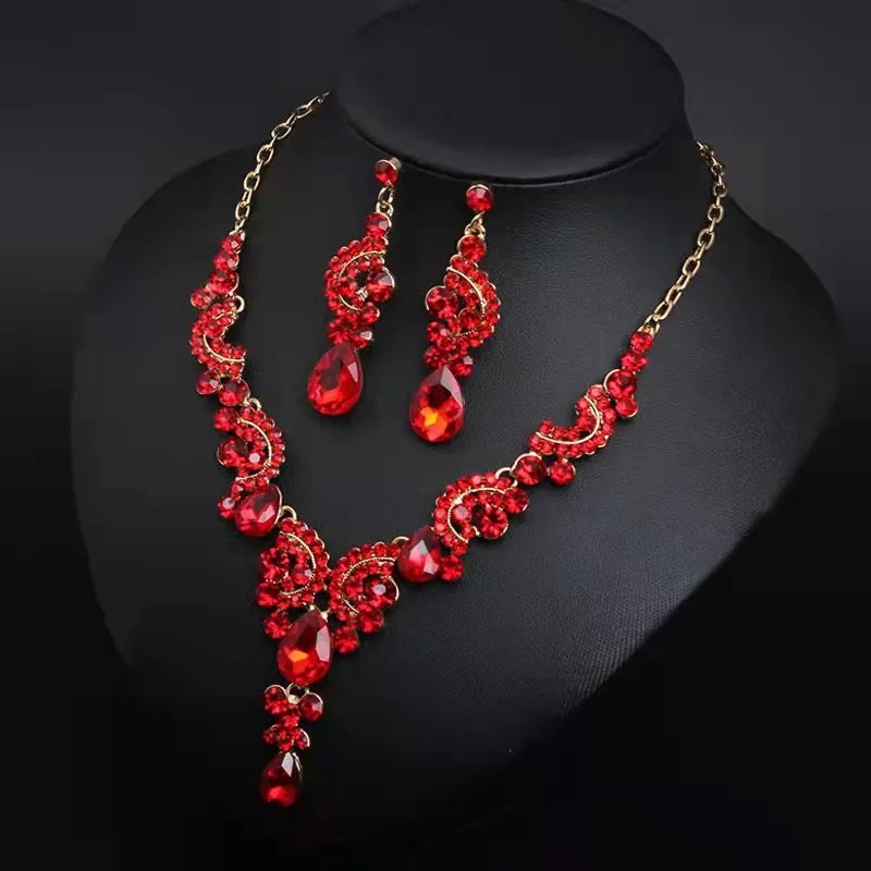 Jewelry Set, Fashion, Fantasy Jewelry, Set, Elegant Style, Drop Shape, Pendant, Alloy, Unisex, Earrings, Shiny Crystal