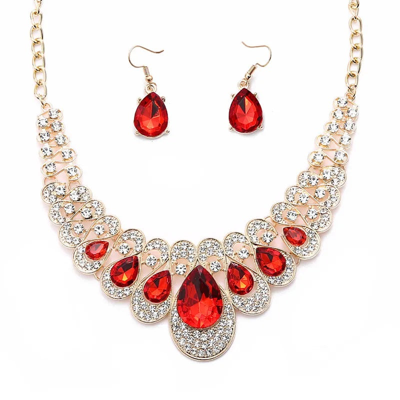 Jewelry Set, Fashion, Fantasy Jewelry, Set, Elegant Style, Drop Shape, Pendant, Alloy, Unisex, Gemstones, Earrings