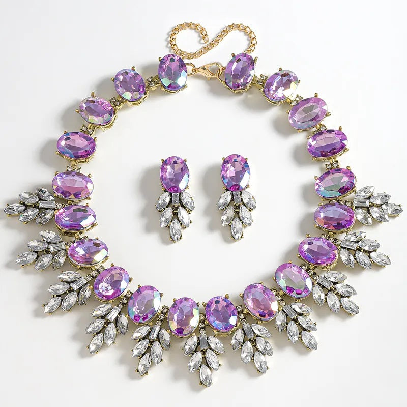 Jewelry Set, Fashion, Fantasy Jewelry, Set, Elegant Style, Oval Shape, Pendant, Alloy, Unisex, Earrings, Rhinestones