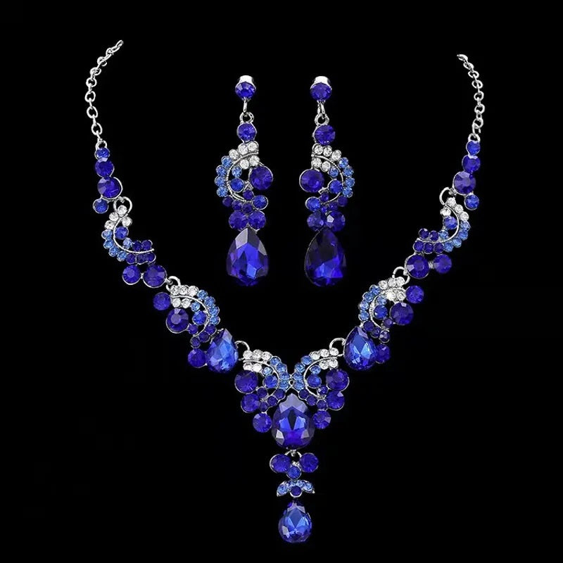 Jewelry Set, Fashion, Fantasy Jewelry, Set, Elegant Style, Drop Shape, Pendant, Alloy, Unisex, Earrings, Shiny Crystal
