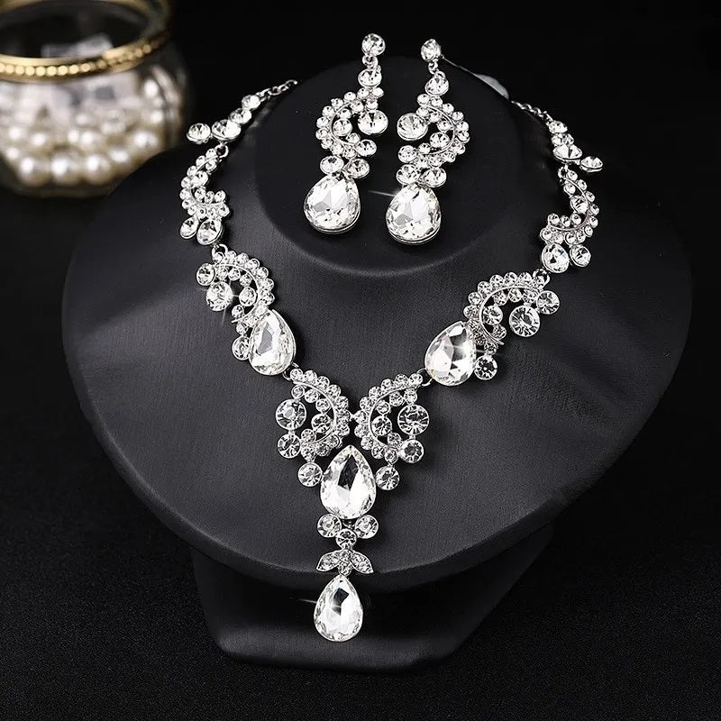 Jewelry Set, Fashion, Fantasy Jewelry, Set, Elegant Style, Drop Shape, Pendant, Alloy, Unisex, Earrings, Shiny Crystal