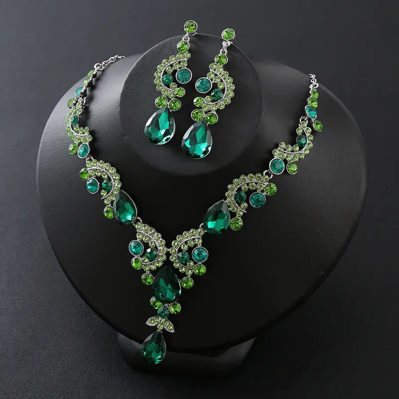 Jewelry Set, Fashion, Fantasy Jewelry, Set, Elegant Style, Drop Shape, Pendant, Alloy, Unisex, Earrings, Shiny Crystal