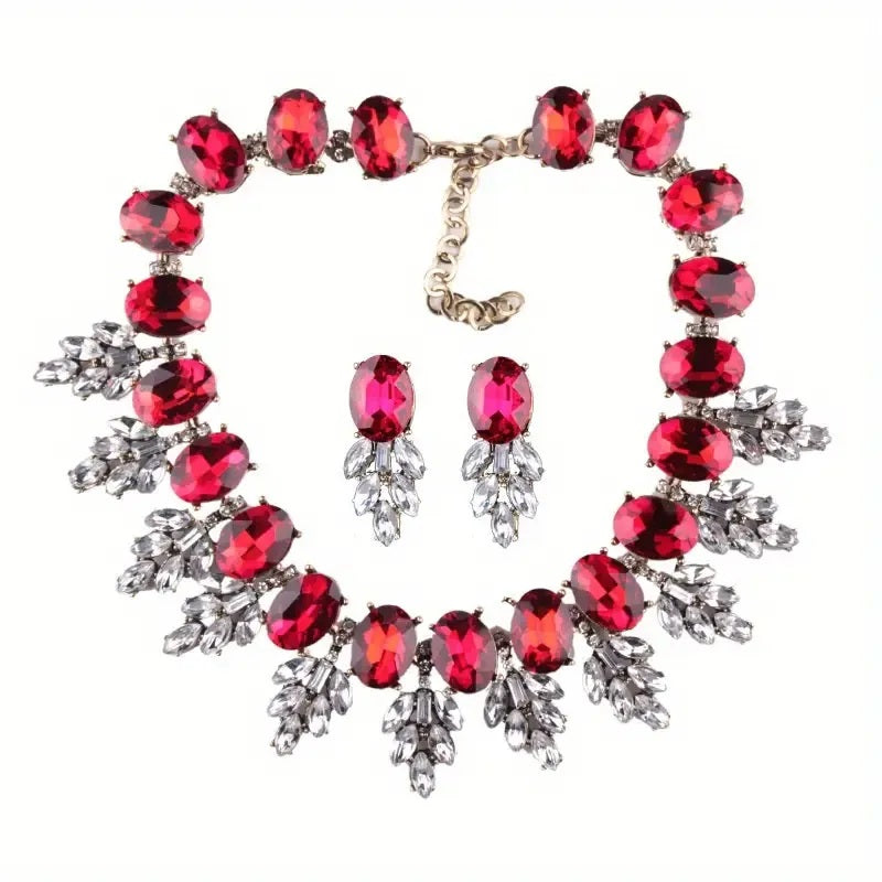 Jewelry Set, Fashion, Fantasy Jewelry, Set, Elegant Style, Oval Shape, Pendant, Alloy, Unisex, Earrings, Rhinestones