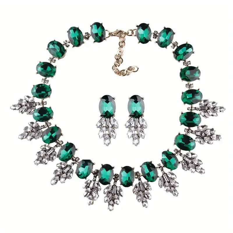 Jewelry Set, Fashion, Fantasy Jewelry, Set, Elegant Style, Oval Shape, Pendant, Alloy, Unisex, Earrings, Rhinestones