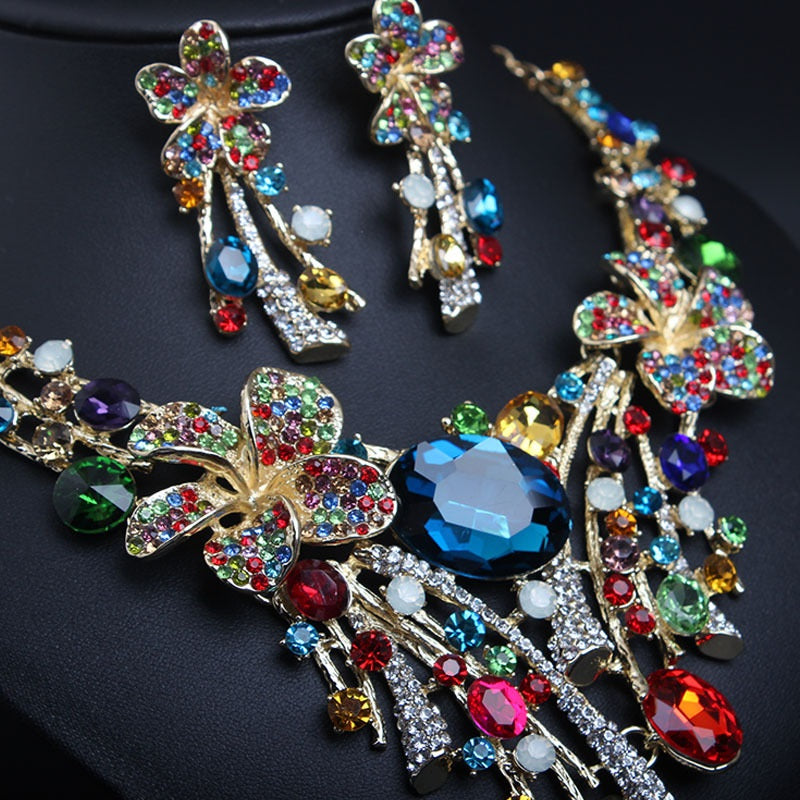 Jewelry Set, Fashion, Fantasy Jewelry, Set, Elegant Style, Gemstones, Pendant, Alloy, Unisex, Earrings, Multicolor