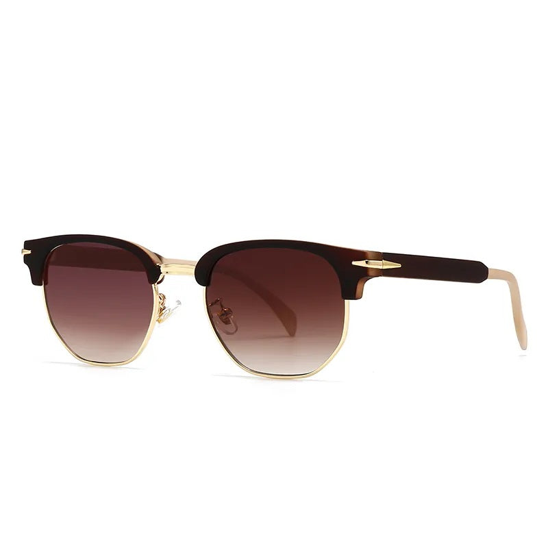 Sunglasses for Men Classic Style Modern Boutique Glasses Solid Color Unisex Square Geometric Fashion Half Frame