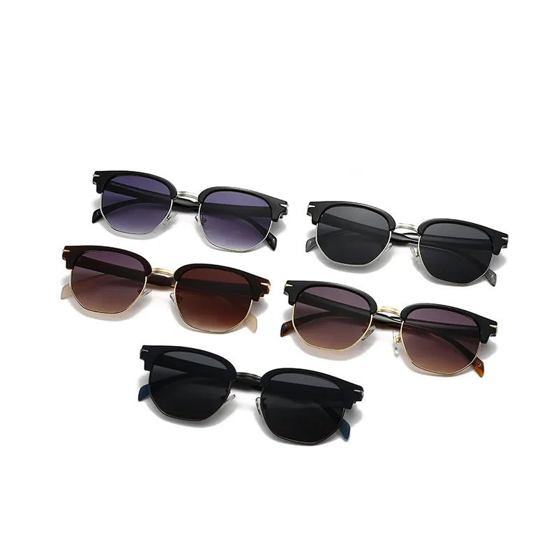 Sunglasses for Men Classic Style Modern Boutique Glasses Solid Color Unisex Square Geometric Fashion Half Frame