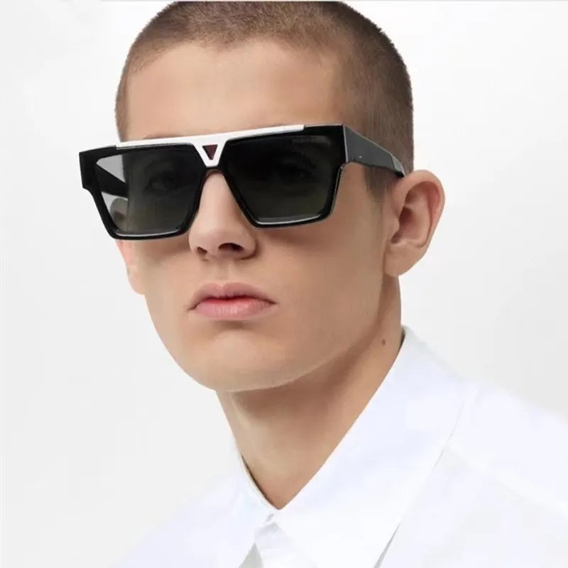 Sunglasses for Men Modern Style Square Full Frame Boutique Glasses Unisex Geometric Solid Color Fashion