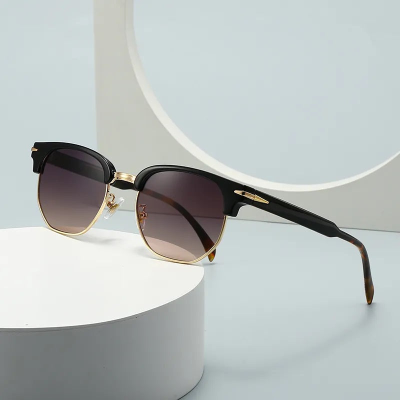 Sunglasses for Men Classic Style Modern Boutique Glasses Solid Color Unisex Square Geometric Fashion Half Frame