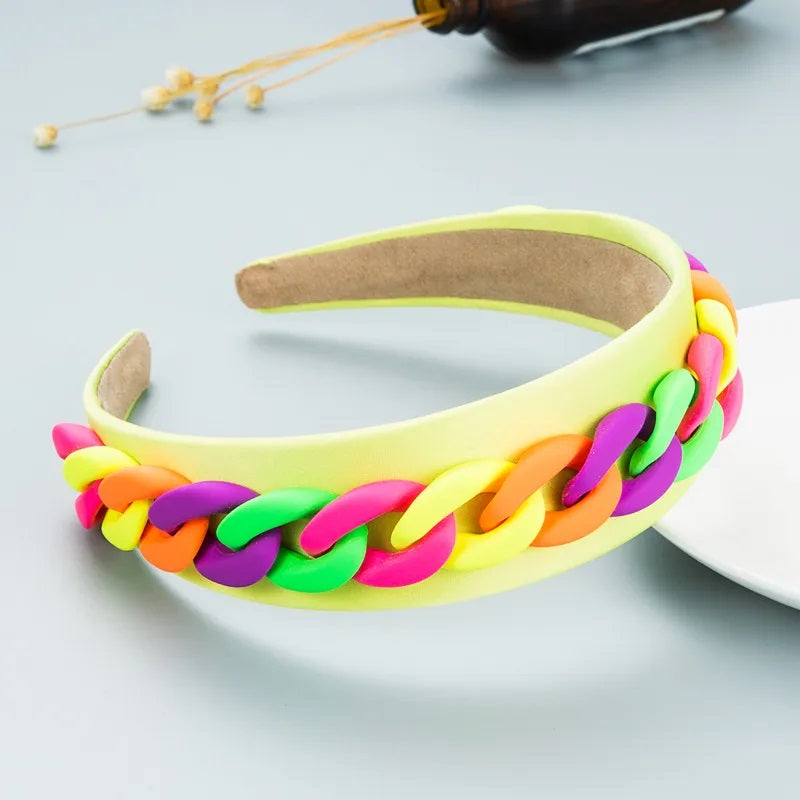 Hair Accessories, Headband, Solid Color, Women, Chain, Modern Style, Girl, Multicolor, Rainbow, Unisex, Links