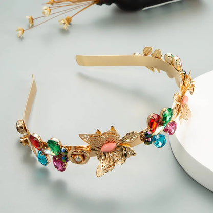 Hair Accessories, Headband, Gift, Woman, Elegant Style, Butterfly, Rainbow, Girl, Flowers, Crystal, Unisex, Multicolor, Transparent Color