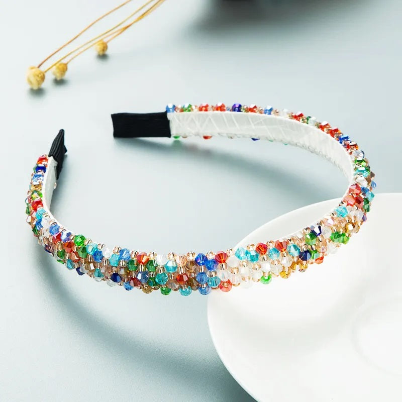 Accesorios para el Cabello, Diadema, Regalo, Mujer, Estilo Elegante, Cuentas, Arcoíris, Niña, Color Transparente, Cristal, Unisexo, Multicolor