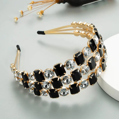 Hair Accessories, Headband, Women, Elegant Style, Triple, Geometric, Rainbow, Girl, Transparent Color, Unisex, Alloy, Multicolor, Rhinestones