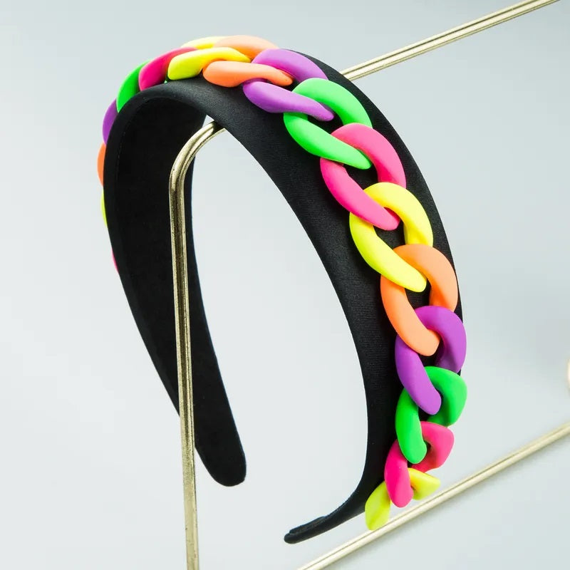 Hair Accessories, Headband, Solid Color, Women, Chain, Modern Style, Girl, Multicolor, Rainbow, Unisex, Links